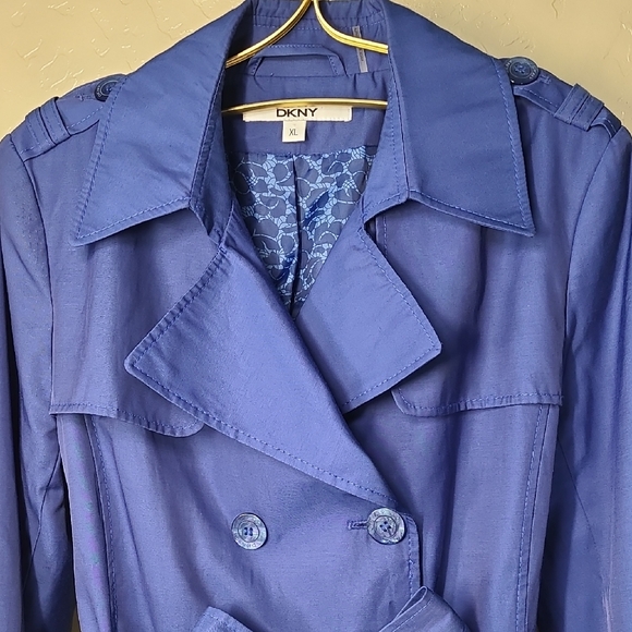 DKNY Royal Blue Trench Coat - Picture 3 of 16